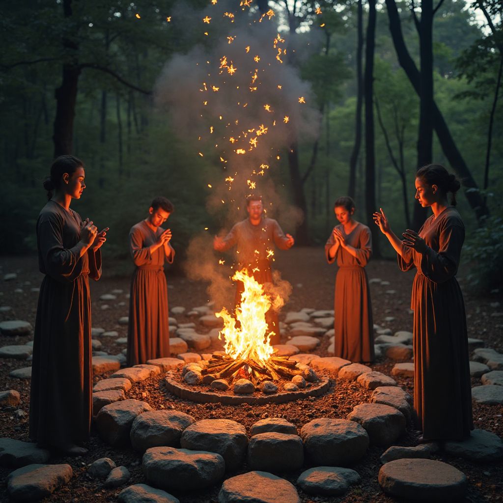 Ancient ritual being performed with mystical elements
