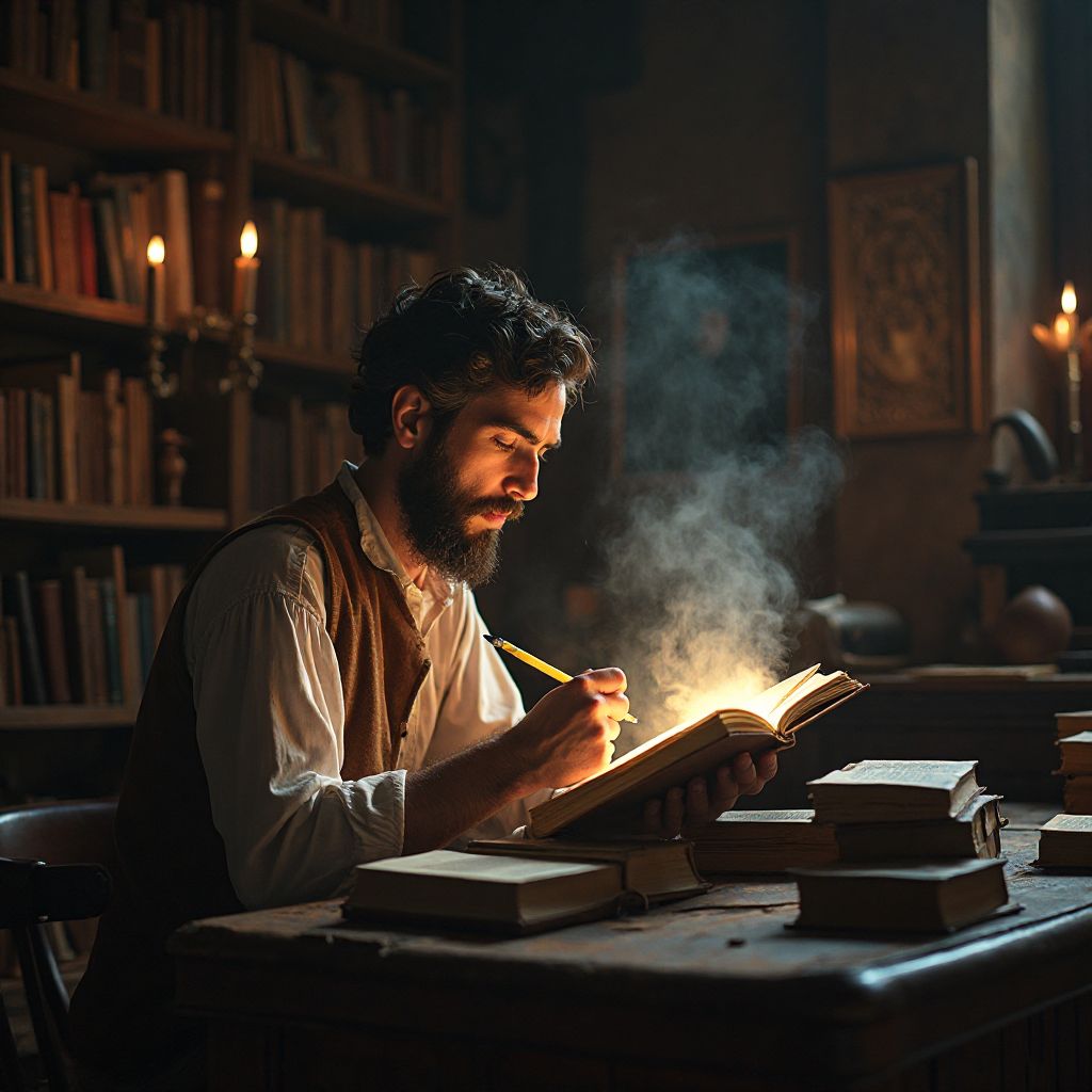 Fantasy author finding inspiration in the arcane archives