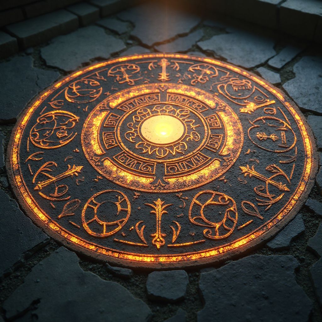 Glowing runic circle with mystical symbols